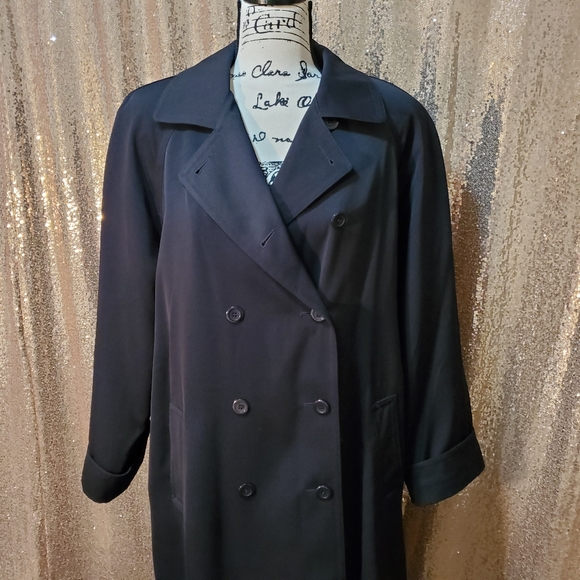 Black Women's Long Coat/Trench Coat - Picture 4 of 10